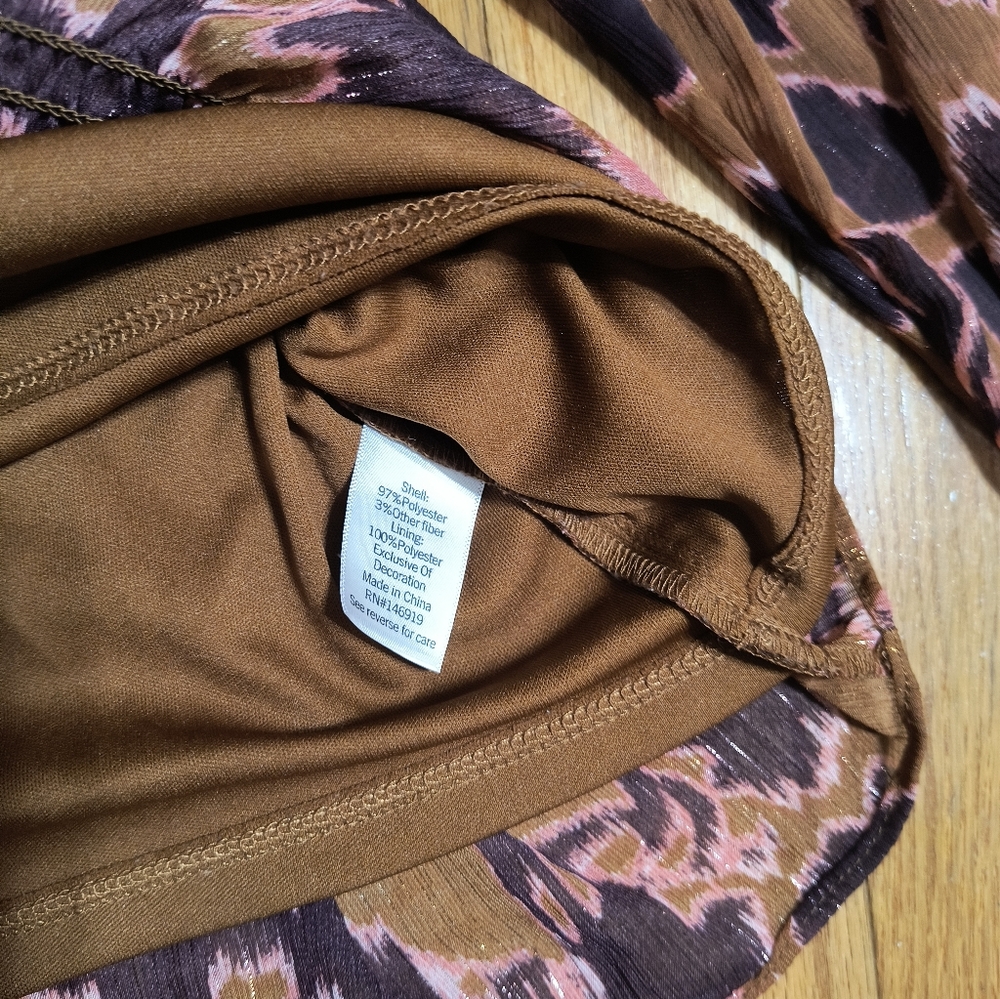 3/$10⭐ Nine West cropped peplum shirt, XL, colors: orange/pink/purple/brown - Picture 5 of 12